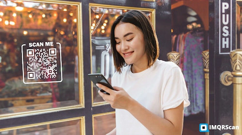 QR code with transparent background placed on window glass